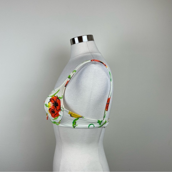 Vintage Lily Of France Swim Top Floral White Green Yellow Made In USA 36B - Picture 5 of 10